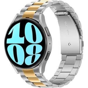 Silver Gold Tone Watch Band Compatible w Samsung Galaxy 7-4FE Band 44mm 40mm